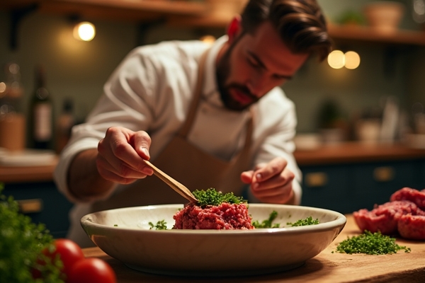 การทำ Steak Tartare อย่างพิถีพิถัน