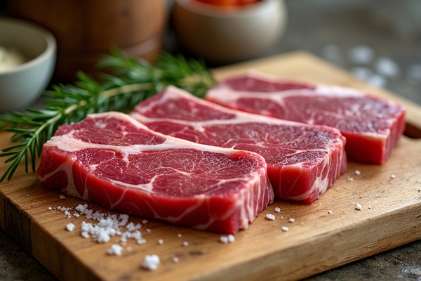 ภาพของเนื้อสเต็กก่อนการปรุงเพื่อคุณภาพที่ดีที่สุด